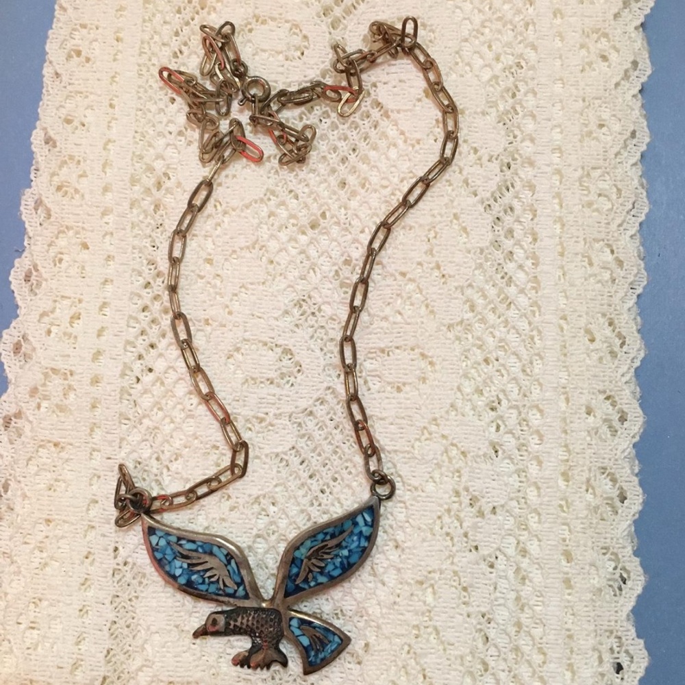 Blue and Silver Bird Pendant Necklace